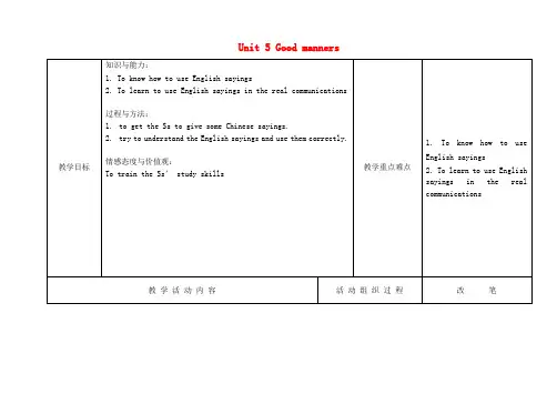 2016-2017学年八年级英语下册 Unit 5 Good manners Study skill