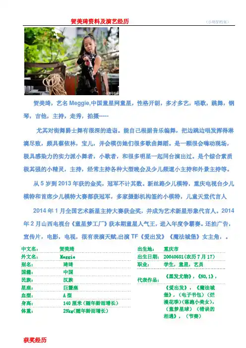 贺美琦资料及演艺经历