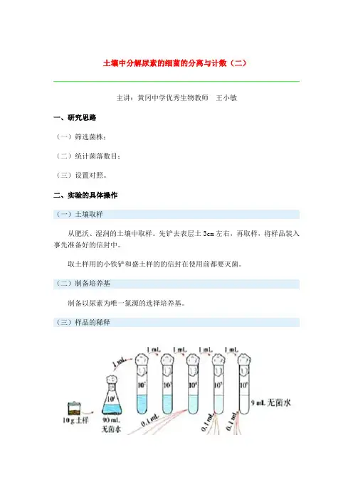 第六节 土壤中分解尿素的细菌的分离与计数(二)