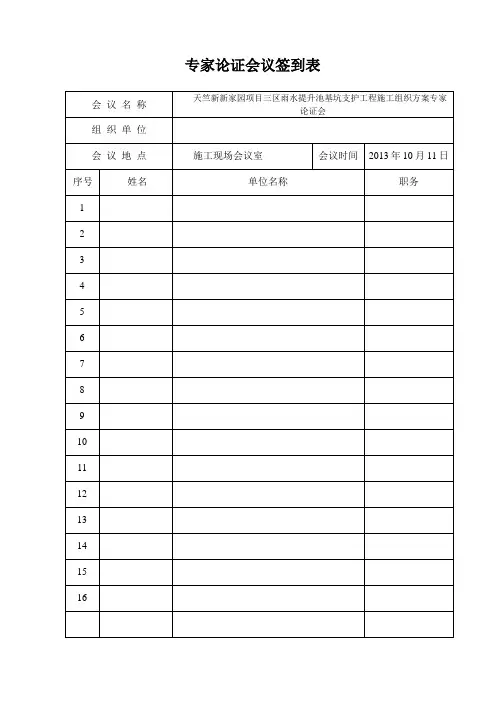 专家论证表格