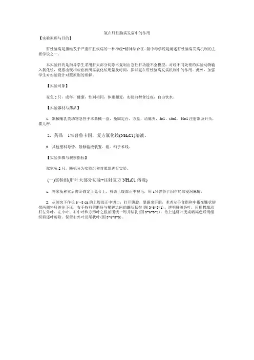 氨在肝性脑病发病中的作用 2