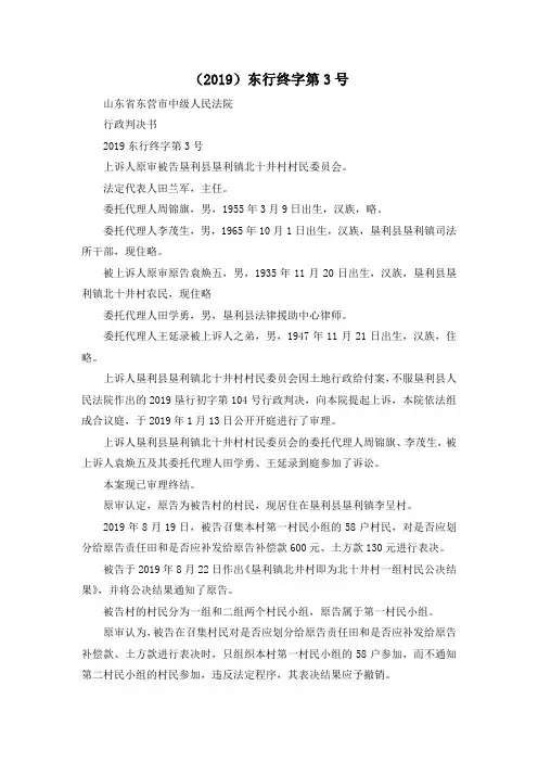 最新-(2019)东行终字第3号001 精品