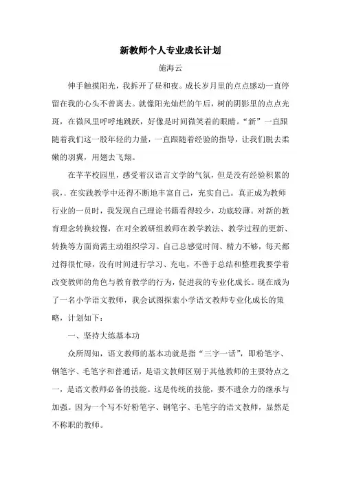 新教师个人专业成长计划