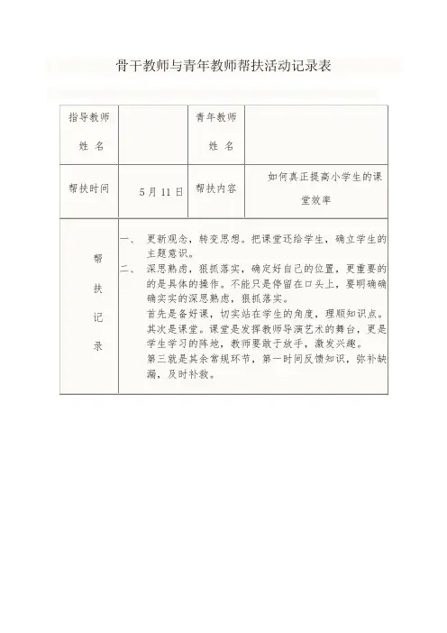 骨干教师与青年教师帮扶活动记录10