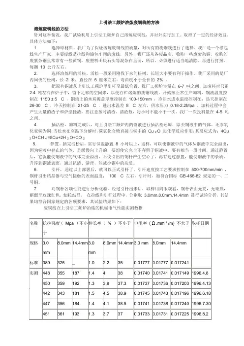 上引法工频炉溶炼废铜线的方法