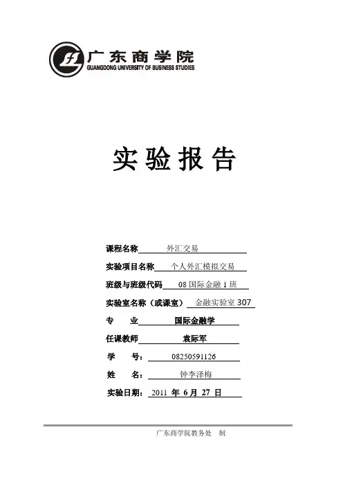 个人外汇模拟交易实验报告