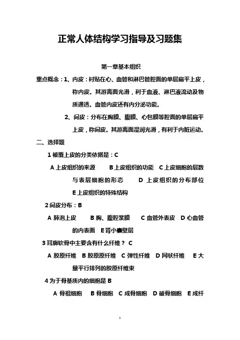 正常人体结构学习指导及习题集