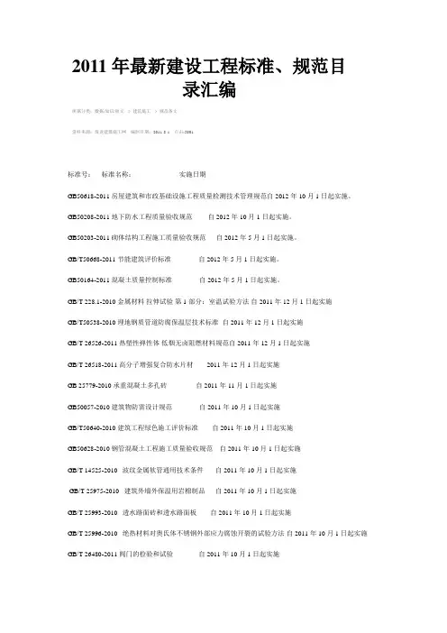 2011年最新建设工程标准 2