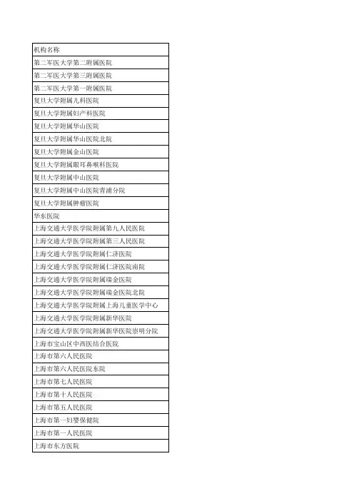 上海三级医院大全2016最新