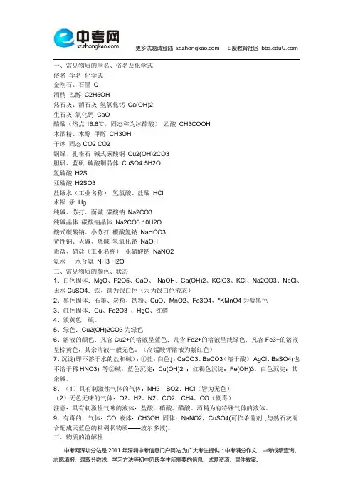 九年级初三化学溶液复习【初三全面整合复习】