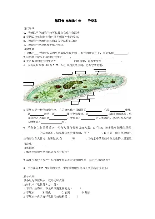 第四节_单细胞生物导学案