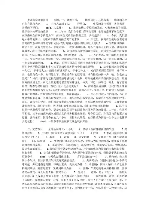 圣诞节晚会策划书