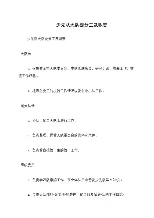 少先队大队委分工及职责 2
