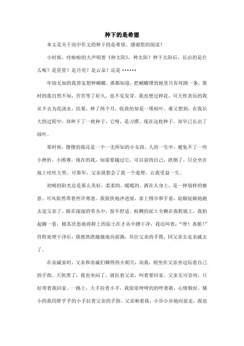 种下的是希望_高中作文