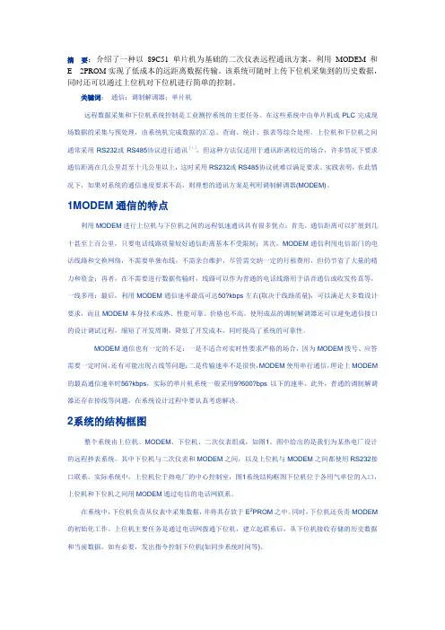 基于89C51和MODEM的远程通信系统设计