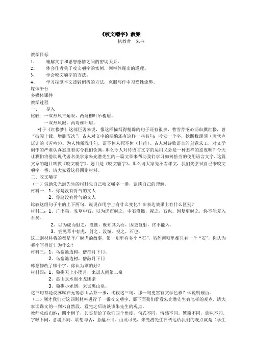 咬文嚼字公开课教案