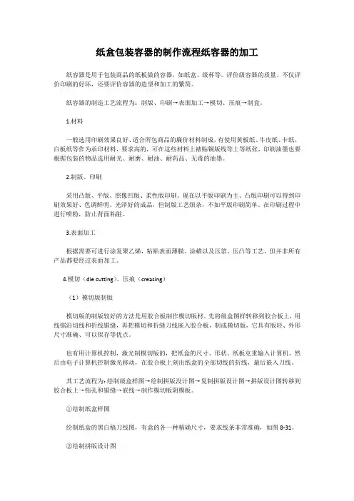 纸盒包装容器的制作流程纸容器的加工