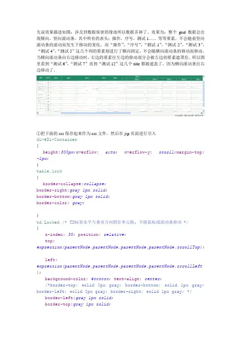 css固定表头不随滚动条移动