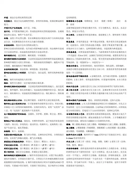 金属工艺学考试资料