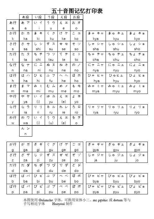 日语五十音图及其他