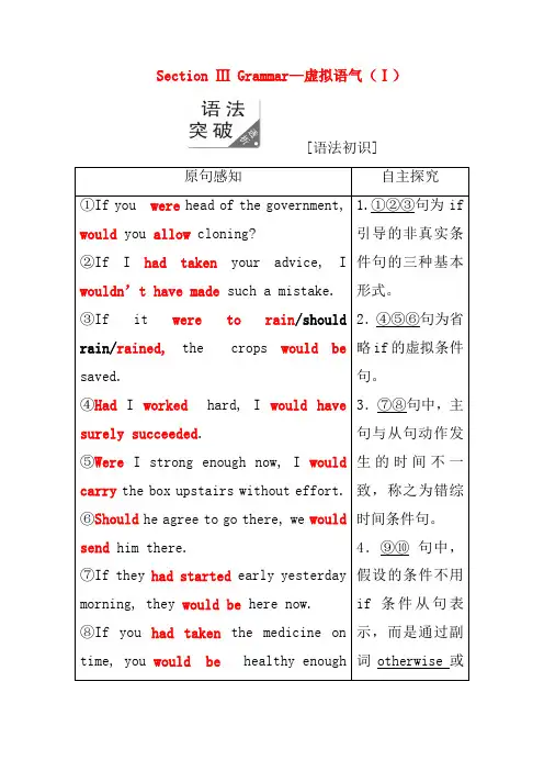 2018_2019学年高中英语module5cloningsectionⅢgrammar_虚拟语气Ⅰ教案含解析外研版选修6