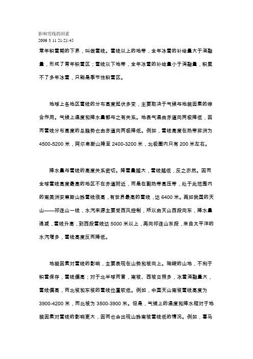 影响雪线的因素