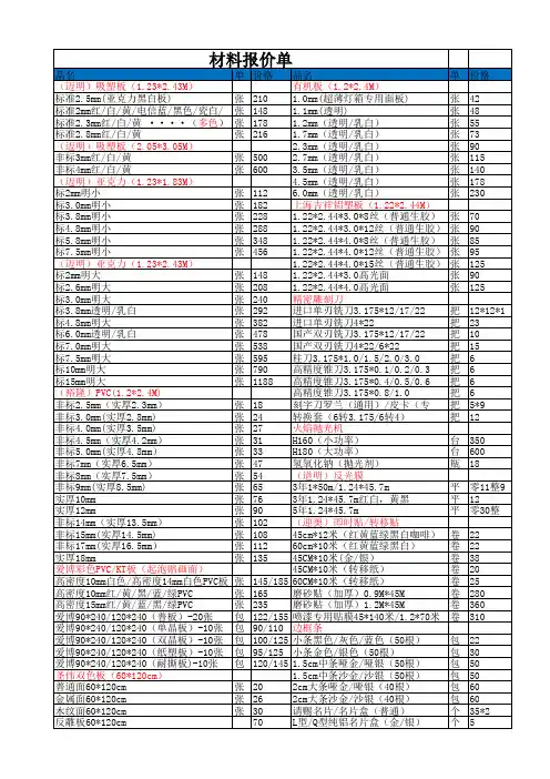 广告材料报价单
