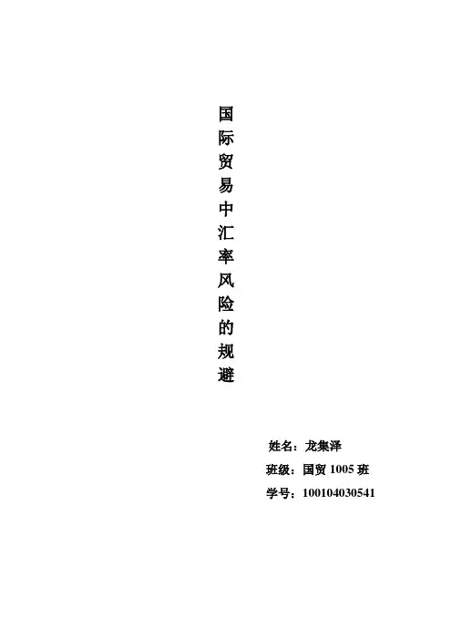 国际贸易中汇率风险的规避