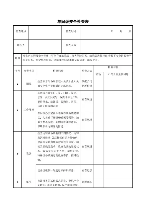 安全生产检查记录表【范本模板】 2