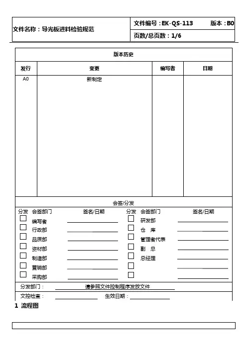 导光板进料检验规范