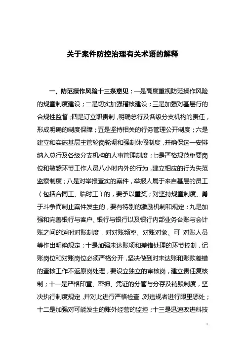 关于案件防控治理有关术语的解释
