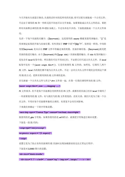 ECSHOP模板头部修改