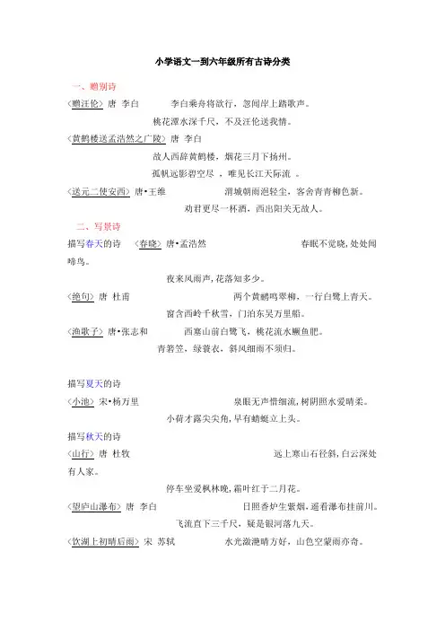 小学语文古诗分类整理