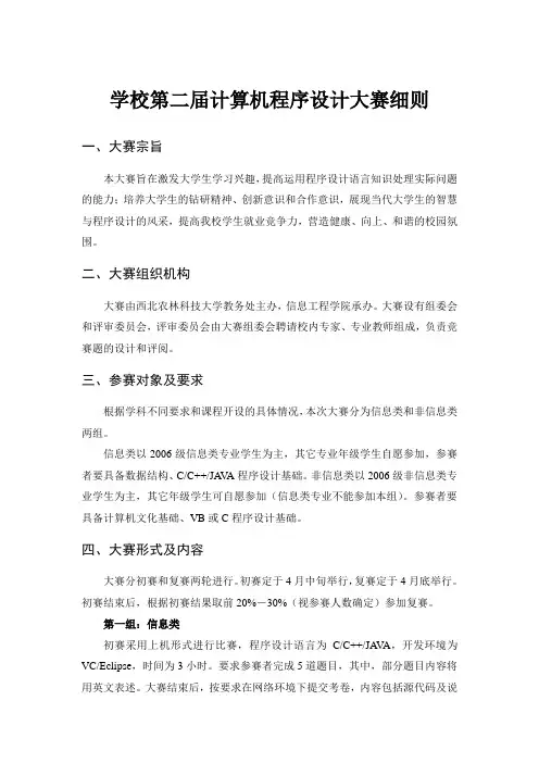 关于承办计算机程序设计大赛的设想与建议