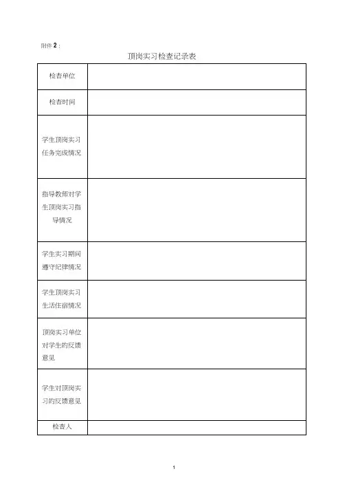 顶岗实习检查记录表