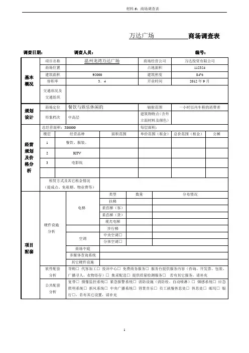 商场调查表