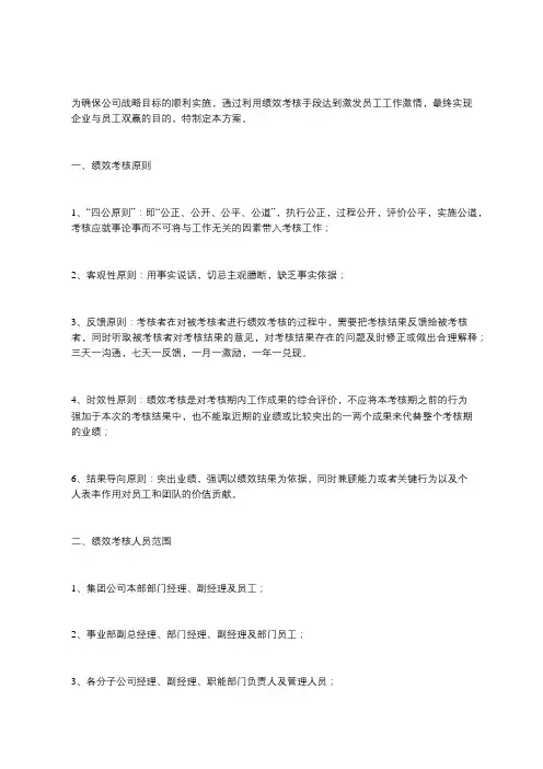 某公司绩效考核方案