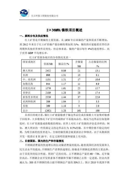 镍铁项目生产成本计算