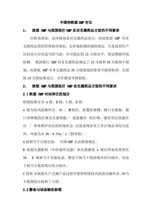 中国和欧盟GMP对比