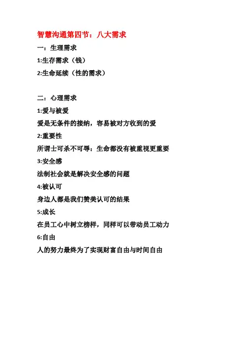 智慧沟通第四节：八大需求