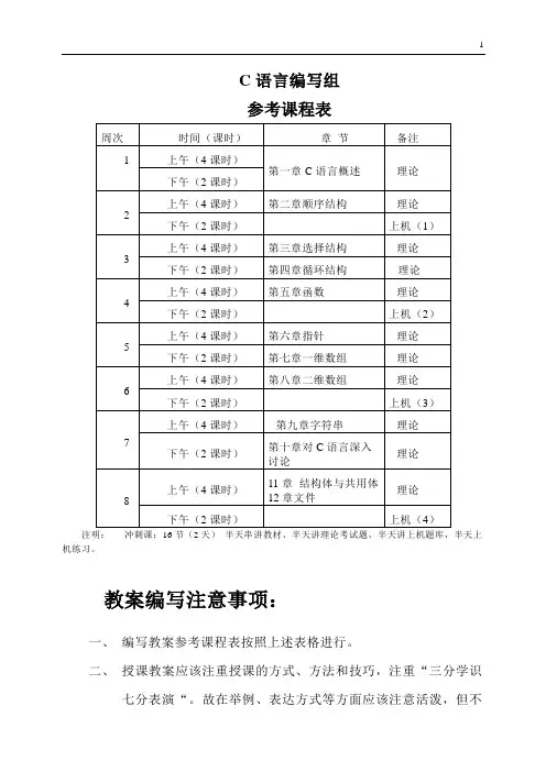 二级C语言教案(模板)