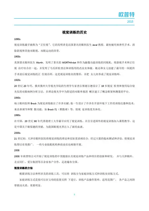 视觉训练国内外介绍