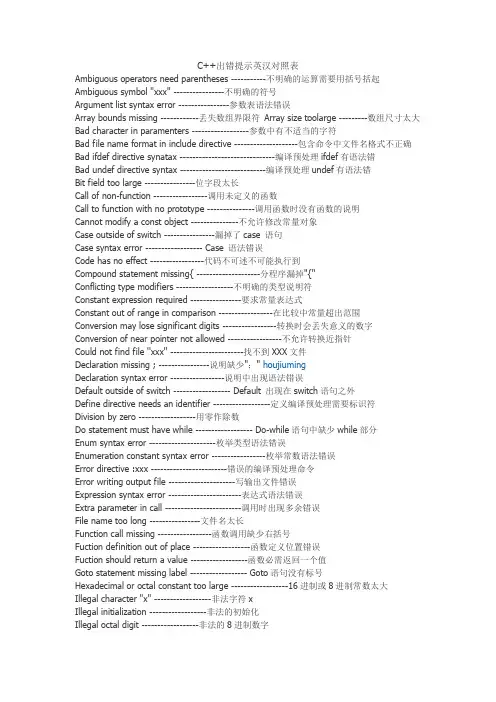 C++常见错误翻译