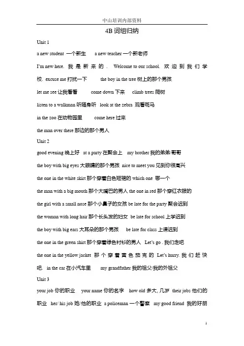 牛津小学英语4B词组语法归纳
