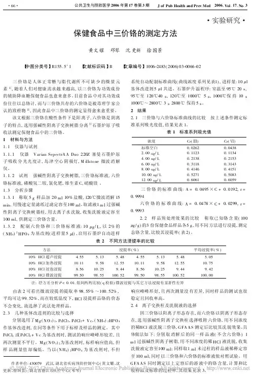 保健食品中三价铬的测定方法