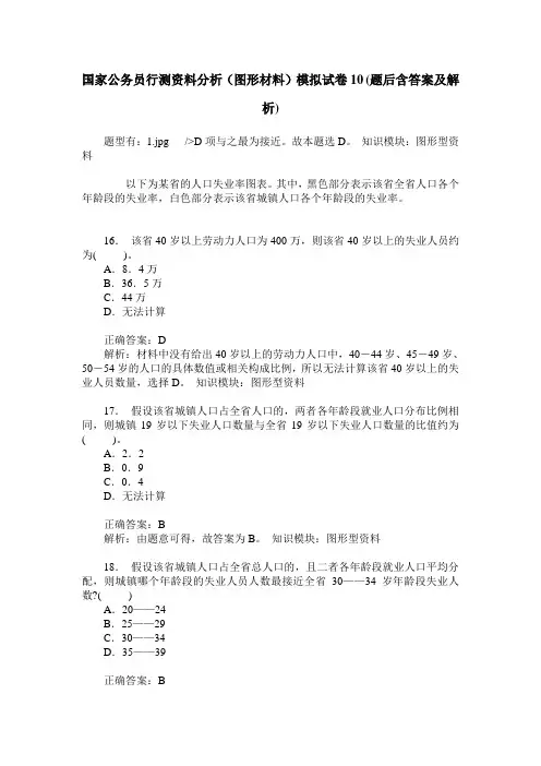 国家公务员行测资料分析(图形材料)模拟试卷10(题后含答案及解析)
