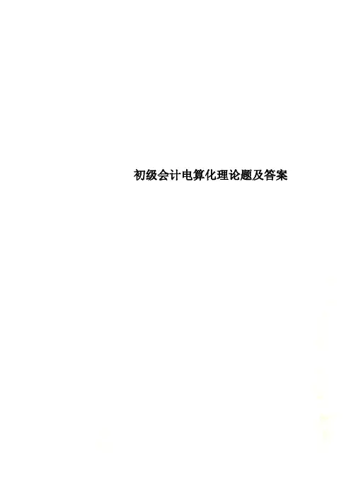 初级会计电算化理论题及答案