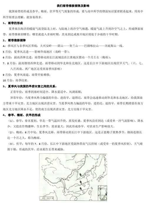 我们雨带推移规律及影响