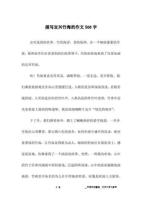 描写宜兴竹海的作文500字