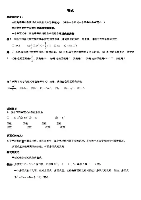 单项式和多项式